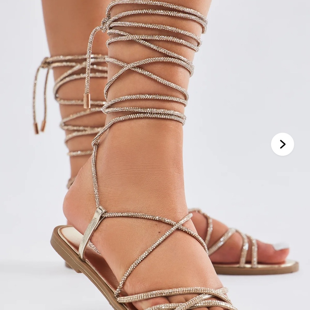 FN Sweetest Days Wrap Up Flat Sandals - Gold